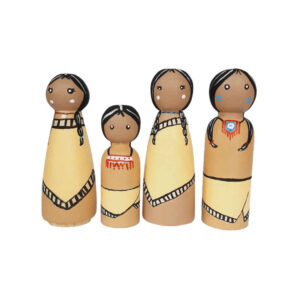 Handmade Wooden Peg Dolls – Sorkh Poost Girls Traditional Set