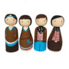 Handmade Wooden Peg Dolls - Traditional Native American Characters