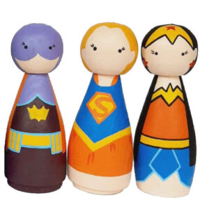 Handmade Wooden Peg Doll – Superman Superhero Figurine