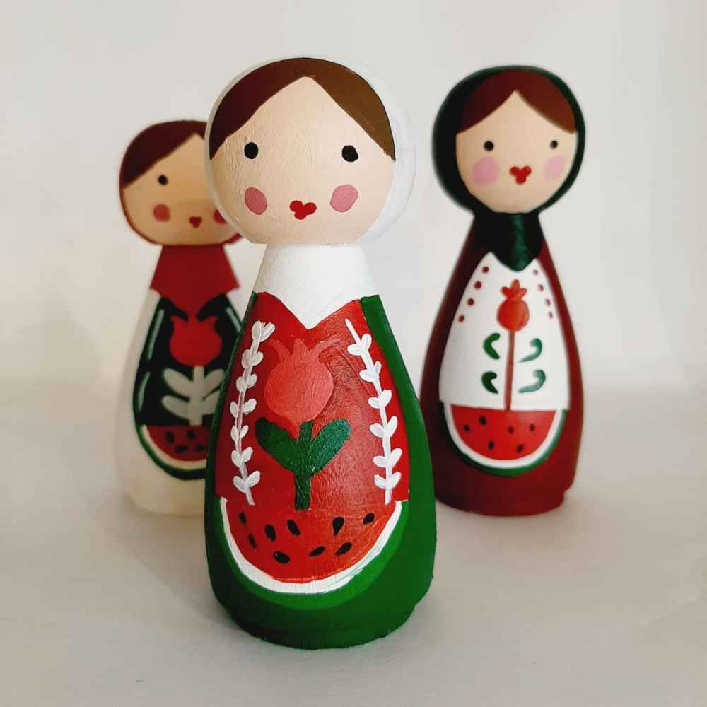 Handmade Wooden Peg Dolls – Yalda Night Celebration Characters