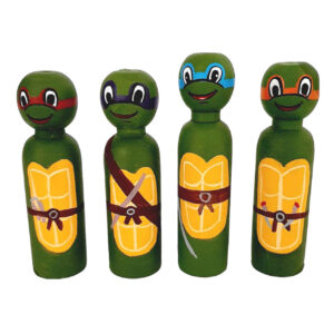 Handmade Wooden Peg Dolls – Teenage Mutant Ninja Turtles Set