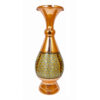 Persian Decorative Copper Vase Handcrafted with Khatamkari Marquetry Art, Featuring the Familla Geometric Design