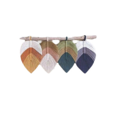 Handmade Macramé Wall Hanging Tapestry, Boho Leaf Wall Decor