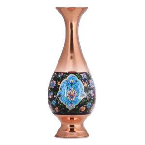Decorative Copper Vase Hand-Painted with Persian Minakari Enamel, Featuring the Hila Floral Design for a Charming Display