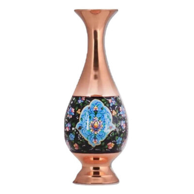 Decorative Copper Vase Hand-Painted with Persian Minakari Enamel, Featuring the Hila Floral Design for a Charming Display