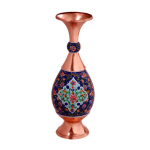 Decorative Copper Vase Hand-Painted with Persian Minakari Enamel, Featuring the Homa Floral Design for Traditional Elegance