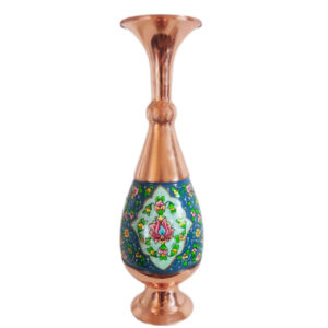 Decorative Copper Vase Hand-Painted with Persian Minakari Enamel, Featuring the Mes Floral Design for a Classic Home Look
