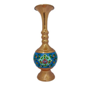 Decorative Copper Vase Hand-Painted with Persian Minakari Enamel, Featuring the Pardaz Floral Design for Timeless Beauty