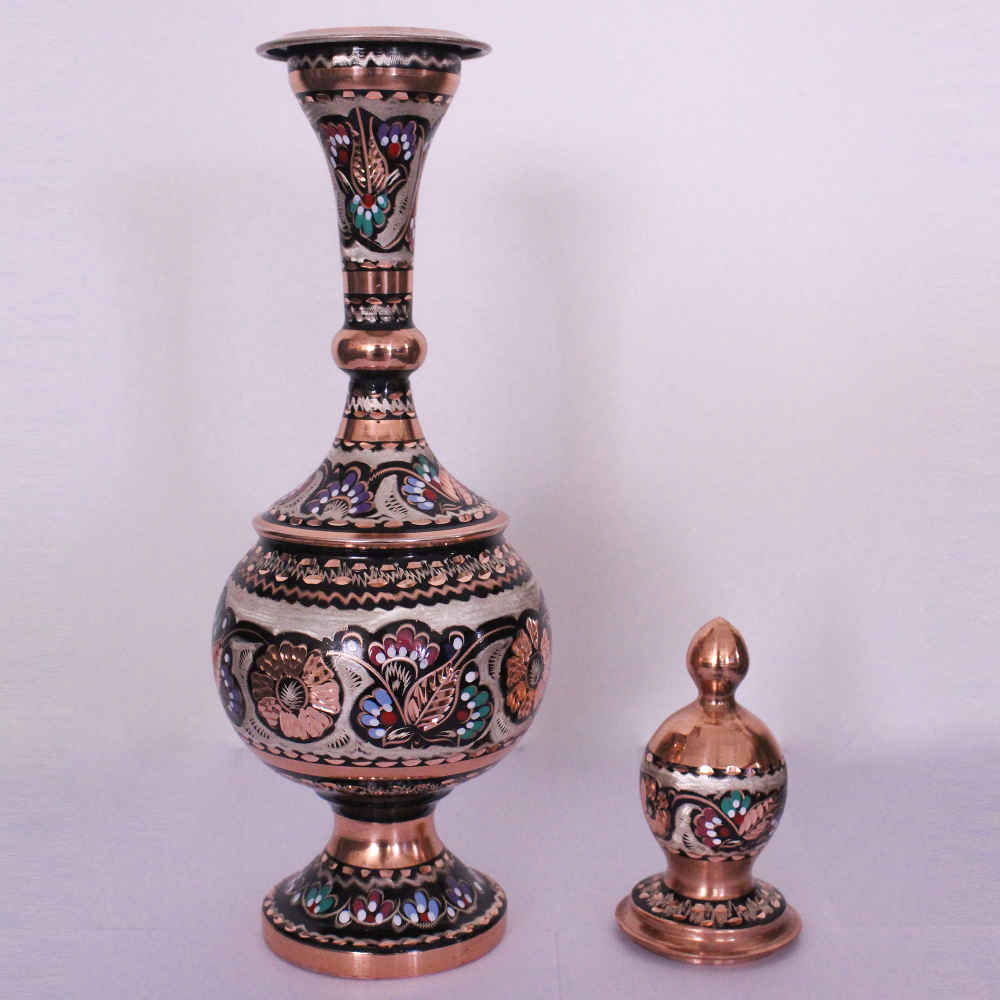 Decorative Copper Bottle Persian Minakari Enamel Rima