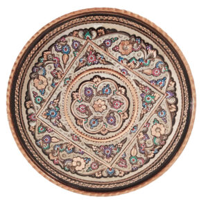 Decorative Copper Tray Hand-Engraved with Persian Artisanal Ilia