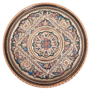 Decorative Copper Tray Hand-Engraved & Hammered with Persian Artisanal Kiana