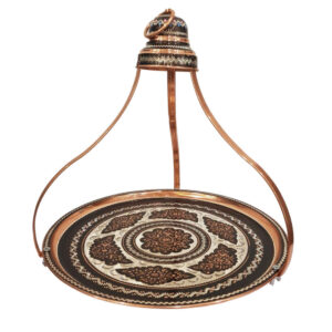 Decorative Copper Tray Hand-Engraved & Hammered with Persian Artisanal Maryam