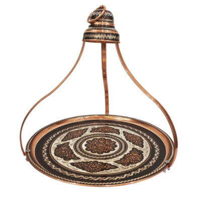 Decorative Copper Tray Hand-Engraved & Hammered with Persian Artisanal Maryam