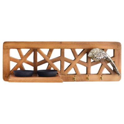 Decorative Wooden Wall Key Holder with Yara Design for Entryway