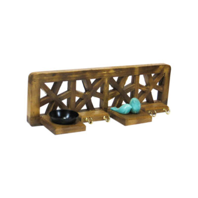 Decorative Wooden Wall Key Holder with Zina Design for Entryway
