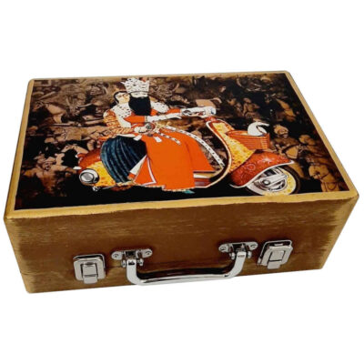 Wooden Box for Gift Giving with Persian Inspired Pattern Ghajari