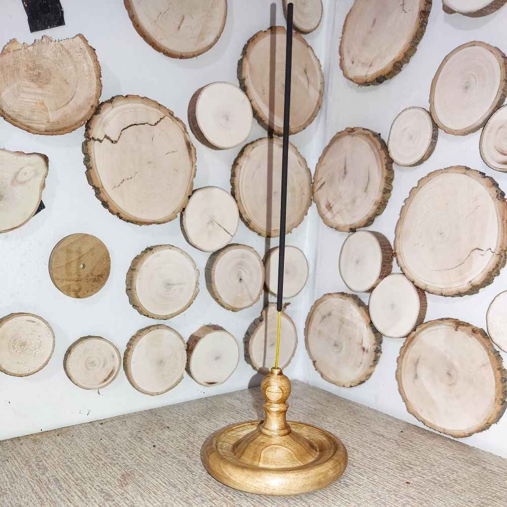 Wooden Incense Holder – Round Model Sima (Set of 2)