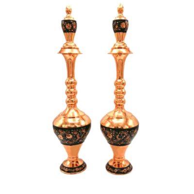 Decorative Copper Bottle Handcrafted Persian Engraved Tong (2x)