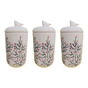 Ceramic Canister Set – Ideal for Kitchen Storage & Organization, Blossom (3x)