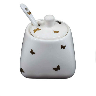 Ceramic Kitchen Storage Canister for Coffee, Tea & Dry Foods – Butterfly Design