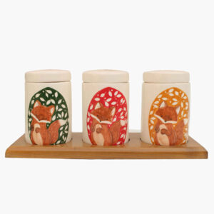 Ceramic Canister Set – Ideal for Kitchen Storage & Organization, Fox (3x)