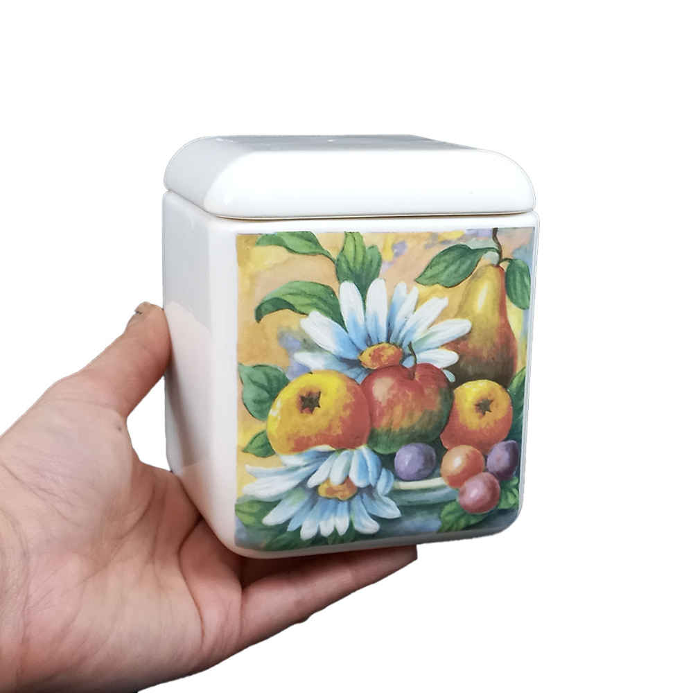 Ceramic Canister Set – Ideal for Kitchen Storage & Organization, Fruits (3x)