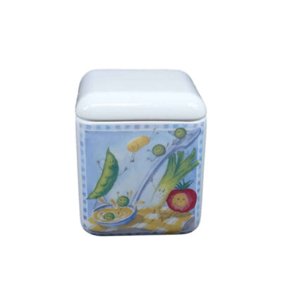 Ceramic Kitchen Canister Set for Spices & Dry Food Storage - Peas Design, 3-Piece