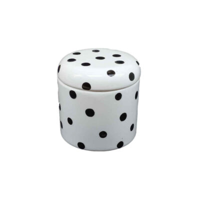 Ceramic Kitchen Canister Set for Spices & Dry Food Storage - Polka Dot Design, 3-Piece