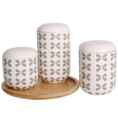 Ceramic Kitchen Canister Set for Coffee, Tea & Dry Food Storage - 3-Piece