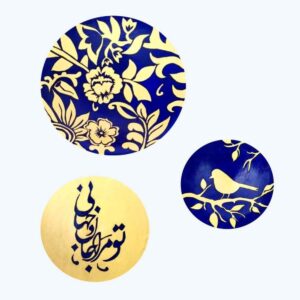 Set of 3 Hand-Painted Decorative Pottery Wall Plate Khat