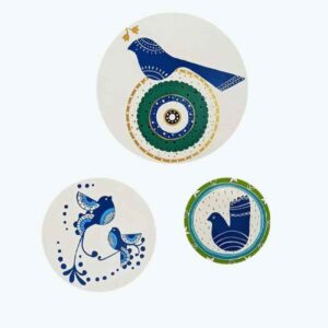 Set of 3 Hand-Painted Decorative Pottery Wall Plate Tabiat