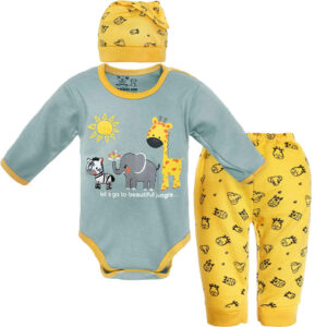 Set of 3 Newborn Baby Clothes Model Jungle