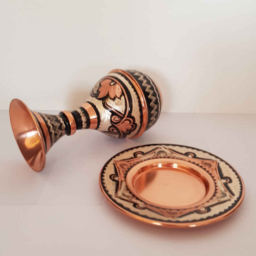Decorative Copper Vase Hand-Painted with Persian Minakari Enamel, Featuring the Helen Floral Design for a Sophisticated Touch