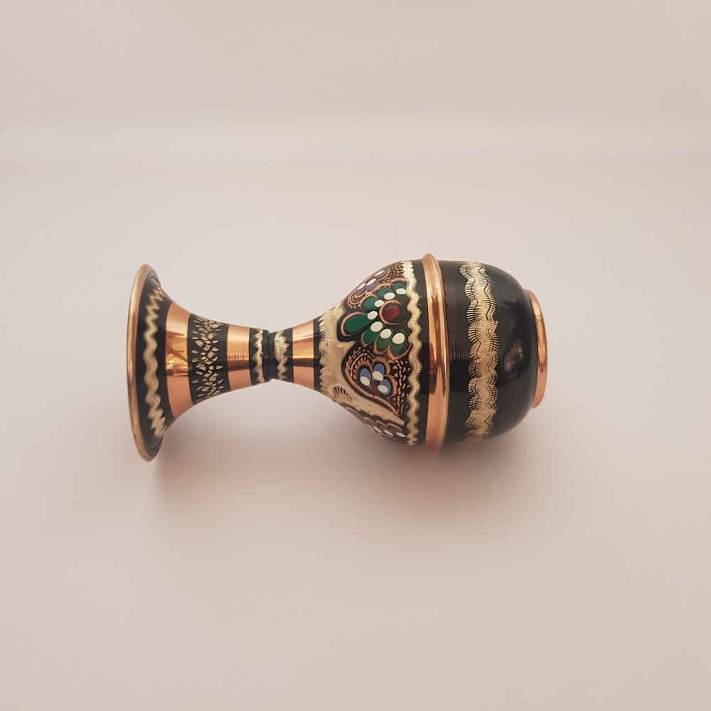 Decorative Copper Vase Hand-Painted with Persian Minakari Enamel, Featuring the Samin Floral Design for a Vibrant Look