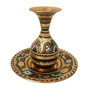 Decorative Copper Vase Hand-Painted with Persian Minakari Enamel, Featuring the Samin Floral Design for a Vibrant Look