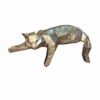 Geometric Silver Cat Cubism Figurine - Abstract Sculpture