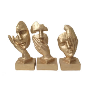 Set of 3 Thoughtful Face Sculptures – Abstract Face Art