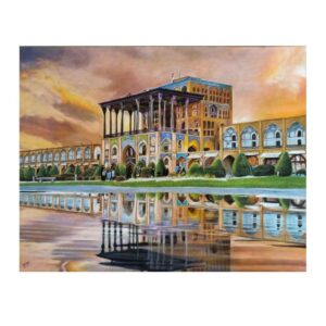 Original Realism Drawing – Pastel on Cardboard, Aali Qapu Palace