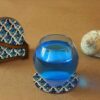Antique Persian Coasters with Holder – Round Wooden Artistic Drink Protector Set