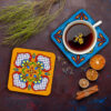 Beautiful Flower Wooden Coasters – Square Artistic Drink Protector Set