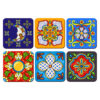 Beautiful Flower Wooden Coasters – Square Artistic Drink Protector Set