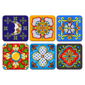 Beautiful Flower Wooden Coasters – Square Artistic Drink Protector Set