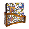 Bita Persian Floral Coasters with Holder – Square Wooden Artistic Set