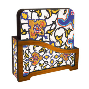 Bita Persian Floral Coasters with Holder – Square Wooden Artistic Set