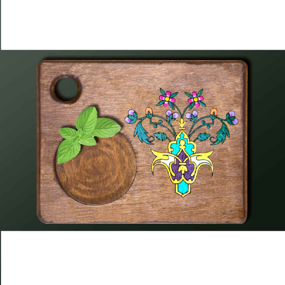 Chichak Persian Floral Coasters – Square Wooden Artistic Drink Protector Set