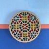 Wooden Geometric Coaster 2-Pack – Colorful Design, Boho Style