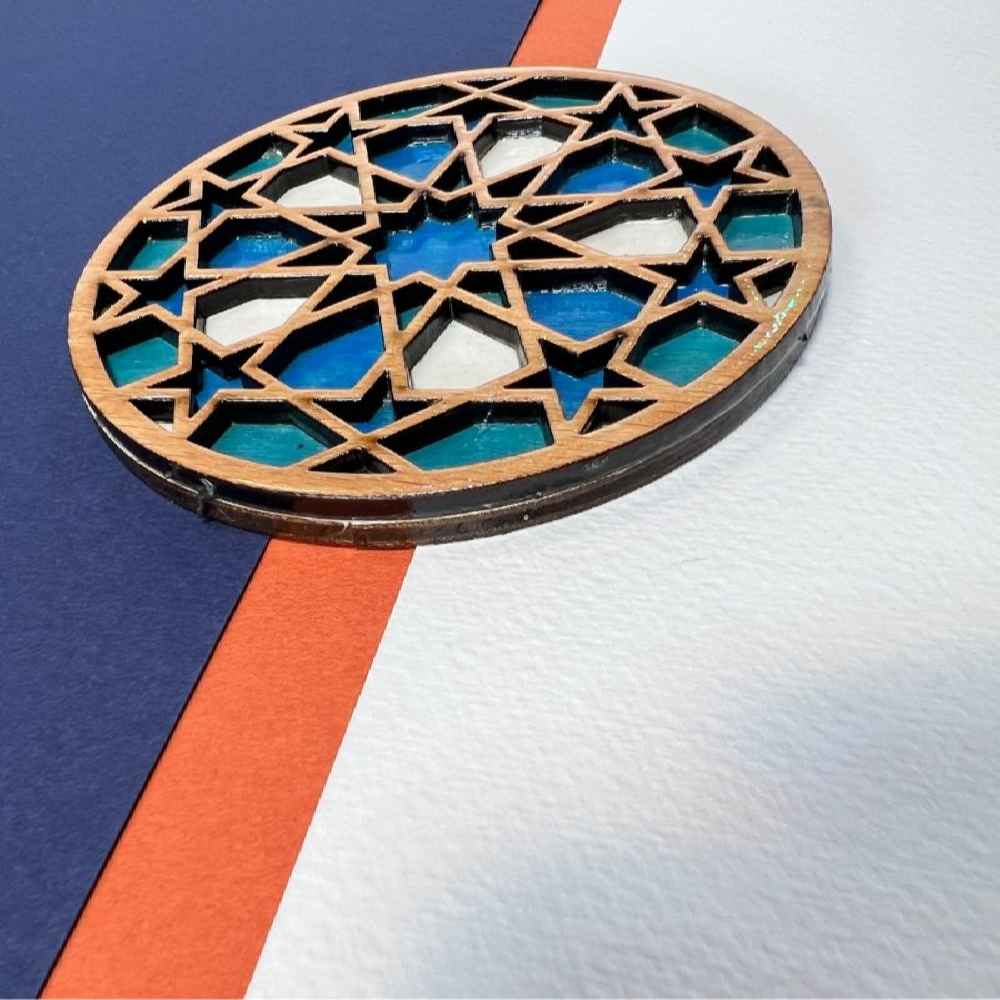Wooden Geometric Coaster 2-Pack – Darya Design, Boho Style