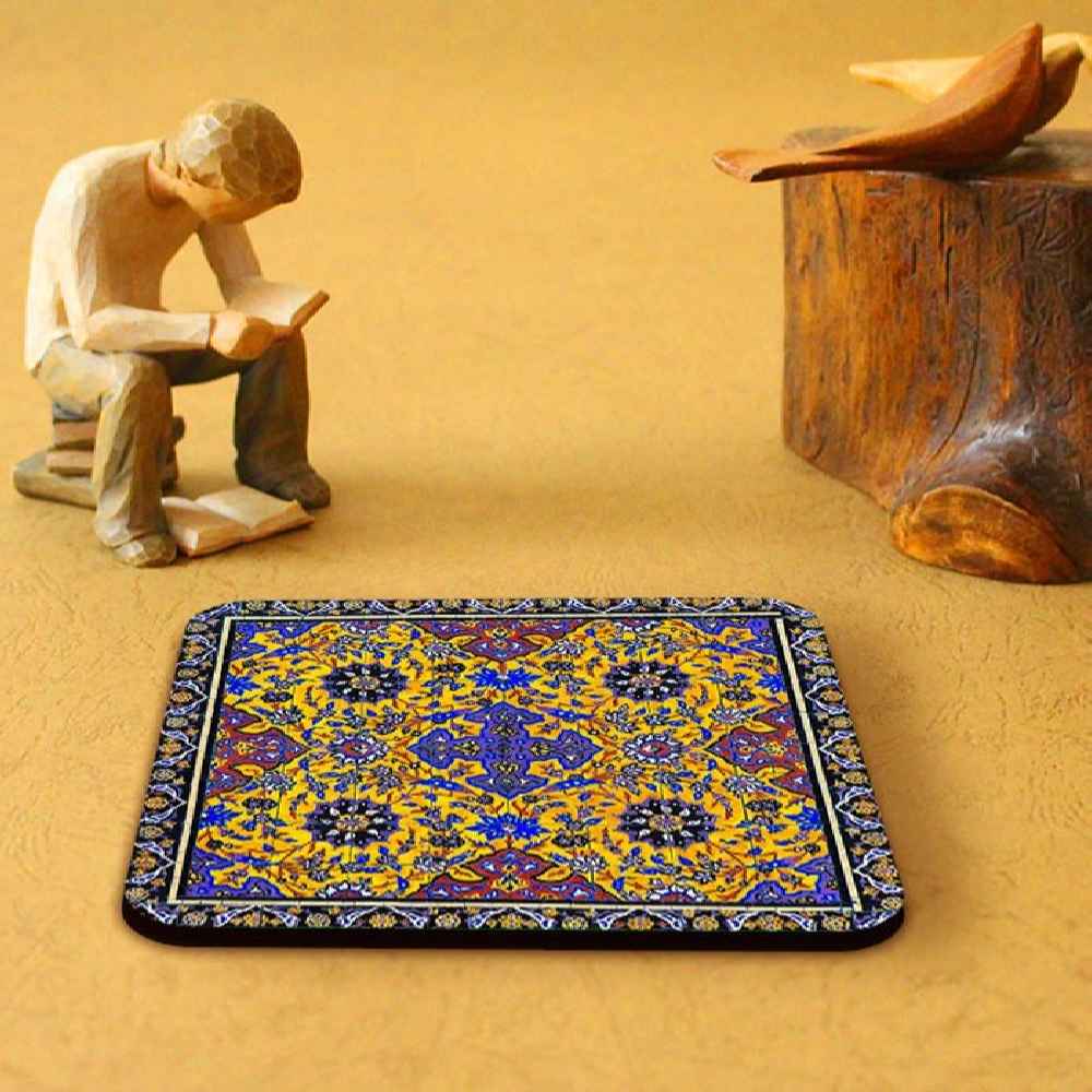 Diana Persian Floral Coasters with Holder – Square Artistic Wooden Set