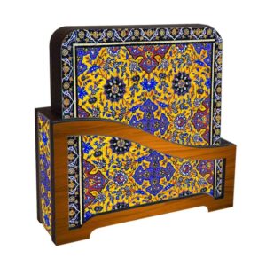 Diana Persian Floral Coasters with Holder – Square Artistic Wooden Set