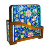 Persian Floral Coasters with Holder – Square Artistic Wooden Set